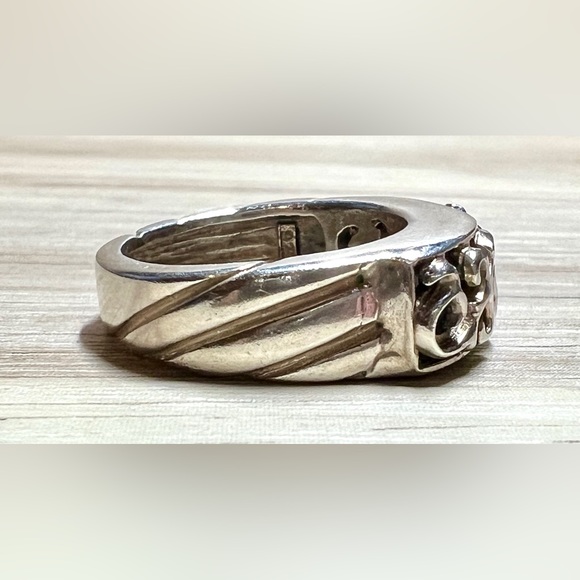 Vintage Handmade Sterling Silver & 14K Gold Scrolled Filigree Band Ring, Size 6 - Picture 5 of 13